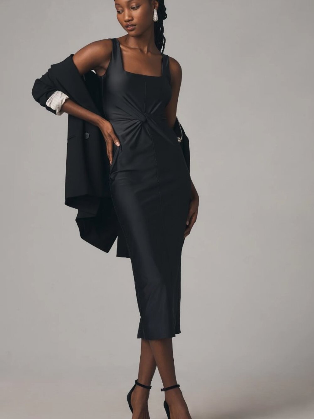 Good American Twist Waist Midi Dress